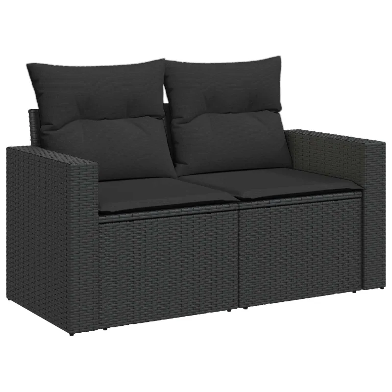 Sofos komplektas 7 pcs Juoda Poli ratanas ir plienas