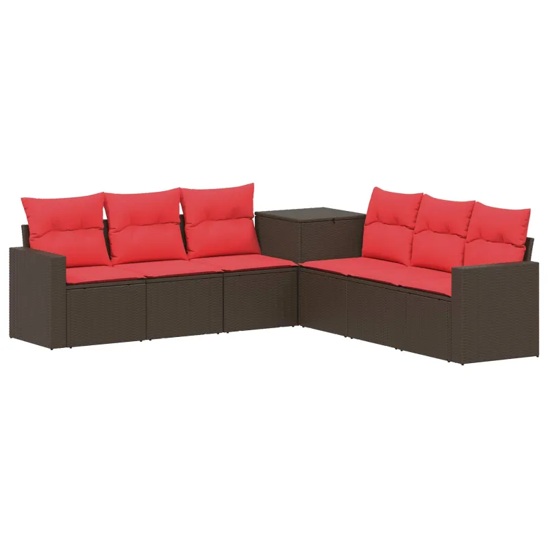 Sofos komplektas 7 pcs Ruda ir raudona Poli ratanas ir plienas