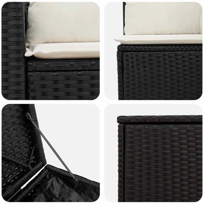 Sofos komplektas 7 pcs Juoda ir kreminė balta