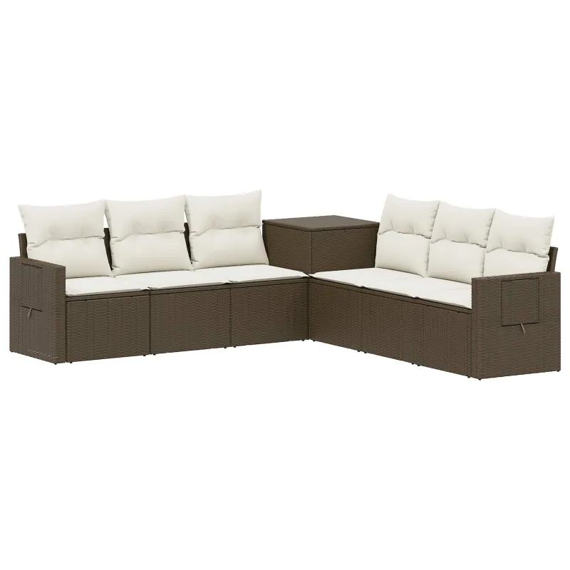 Sofos komplektas 7 pcs Ruda ir Kremavimo Balta