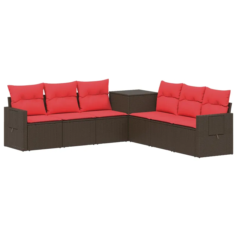 Sofos komplektas 7 pcs Ruda ir raudona Poli ratanas ir plienas