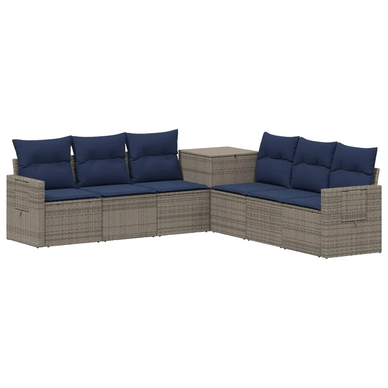 Sofos komplektas 7 pcs Pilka ir tamsiai mėlyna