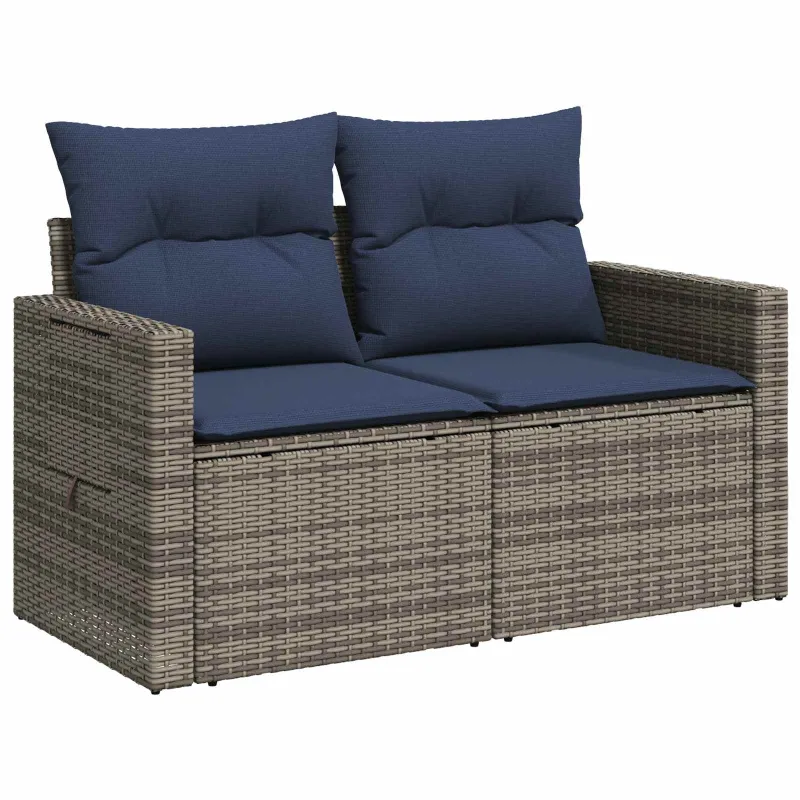 Sofos komplektas 7 pcs Pilka ir tamsiai mėlyna