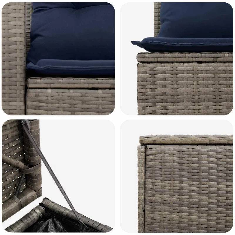 Sofos komplektas 7 pcs Pilka ir tamsiai mėlyna