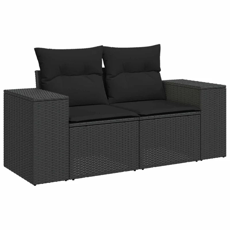 Sofos komplektas 7 pcs Juoda Poli ratanas ir plienas