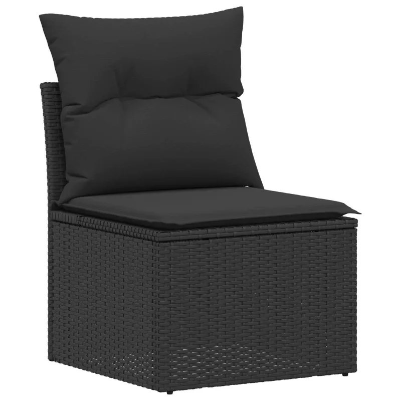 Sofos komplektas 7 pcs Juoda Poli ratanas ir plienas