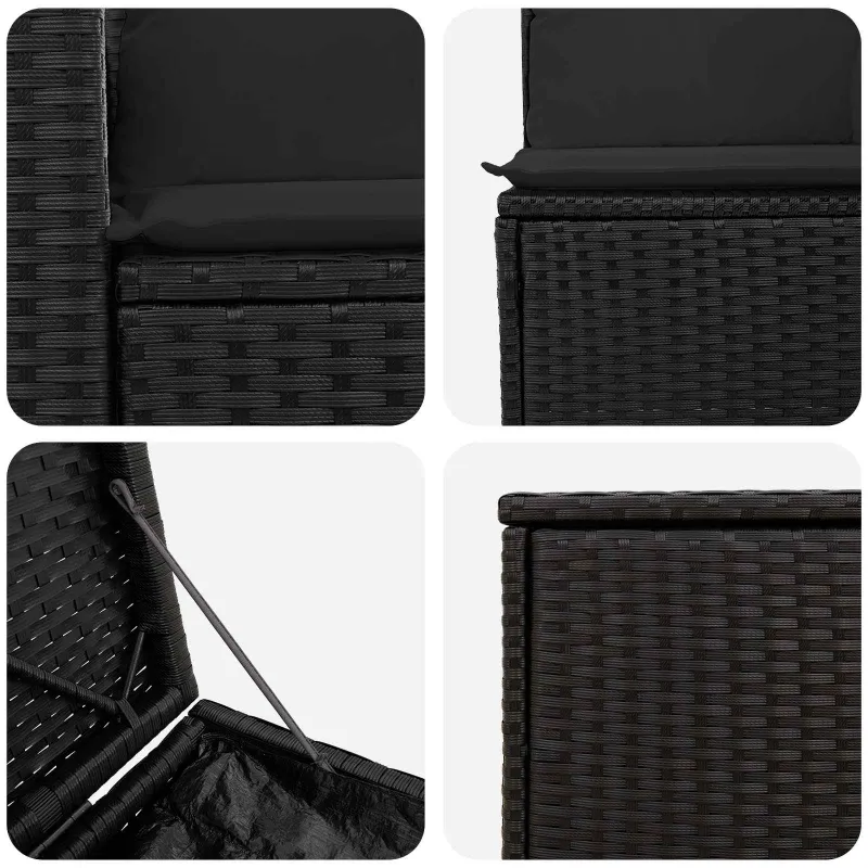 Sofos komplektas 7 pcs Juoda Poli ratanas ir plienas