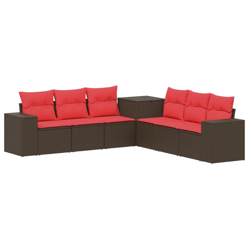 Sofos komplektas 7 pcs Ruda ir raudona Poli ratanas ir plienas