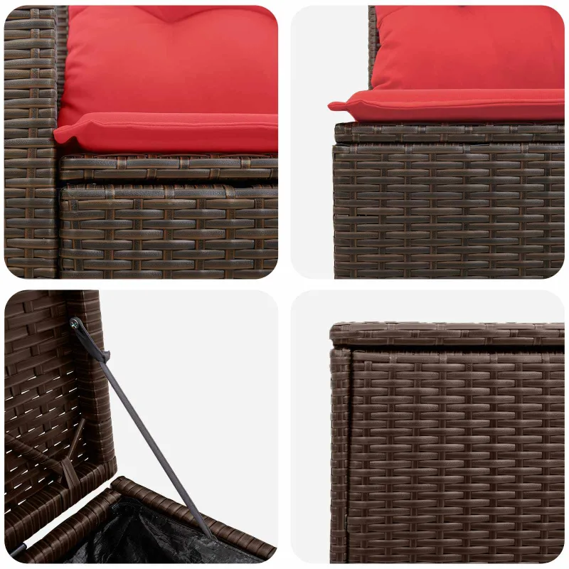 Sofos komplektas 7 pcs Ruda ir raudona Poli ratanas ir plienas