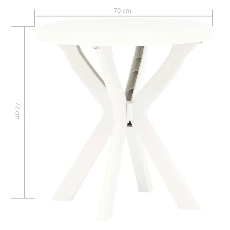 Bistro-pöytä, valkoinen, muovia, 70 cm halkaisija