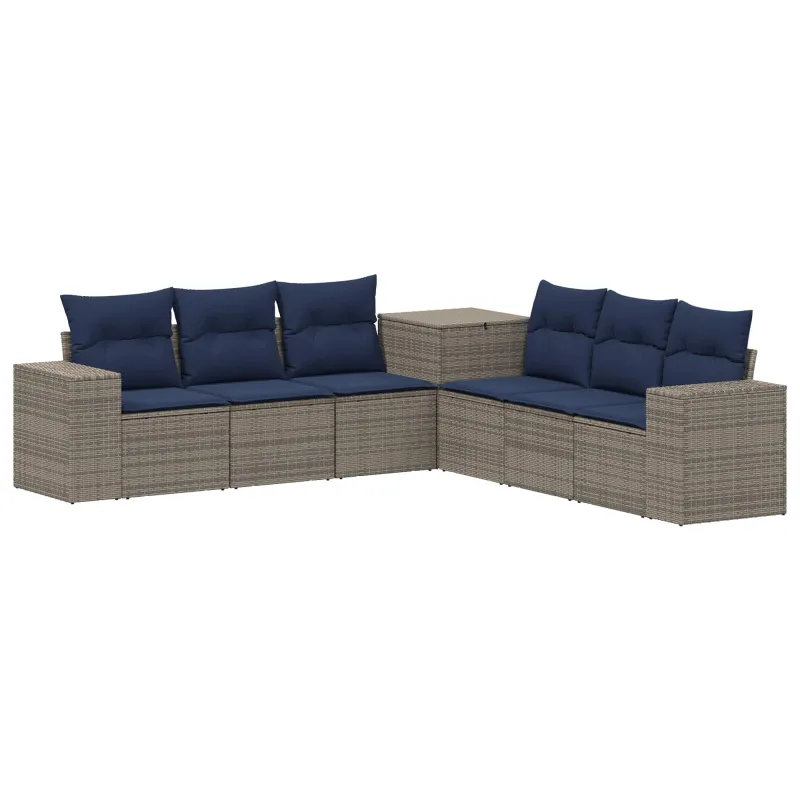 Sofos komplektas 7 pcs Pilka ir tamsiai mėlyna