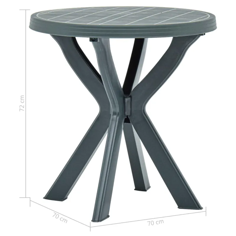 Bistro-pöytä, vihreä, muovi, 70 cm halkaisija