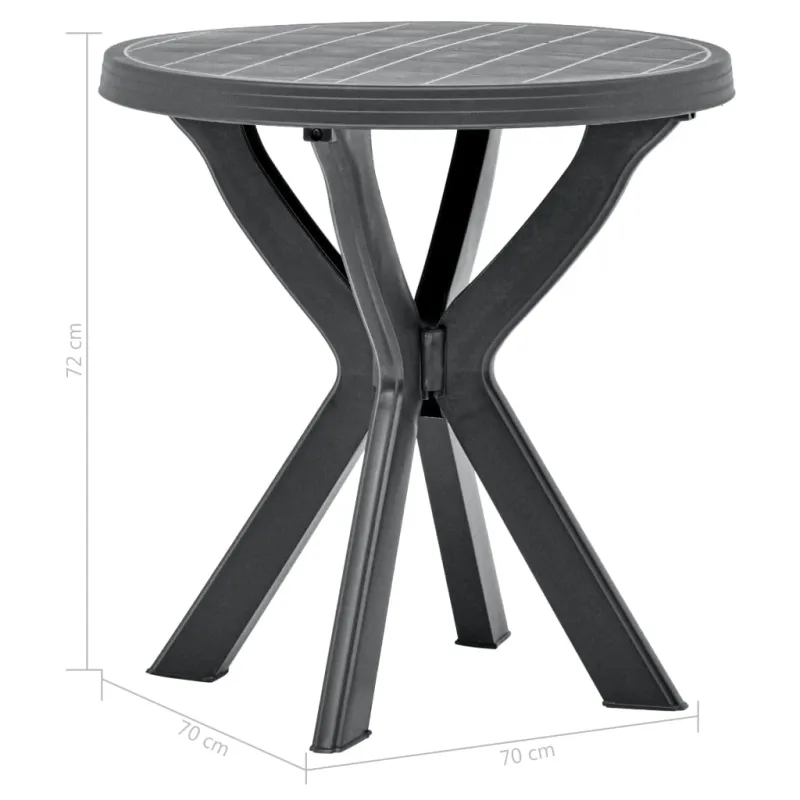 Bistro-ruokapöytä, antrasiitin väri, muovi, 70 cm halkaisija