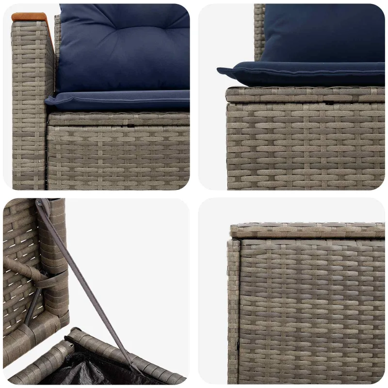 Sofos komplektas 7 pcs Pilka ir tamsiai mėlyna