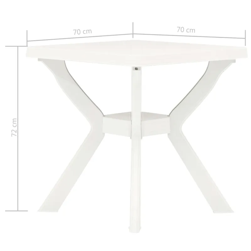 Bistro-pöytä, valkoinen, 70x70x72cm, muovi