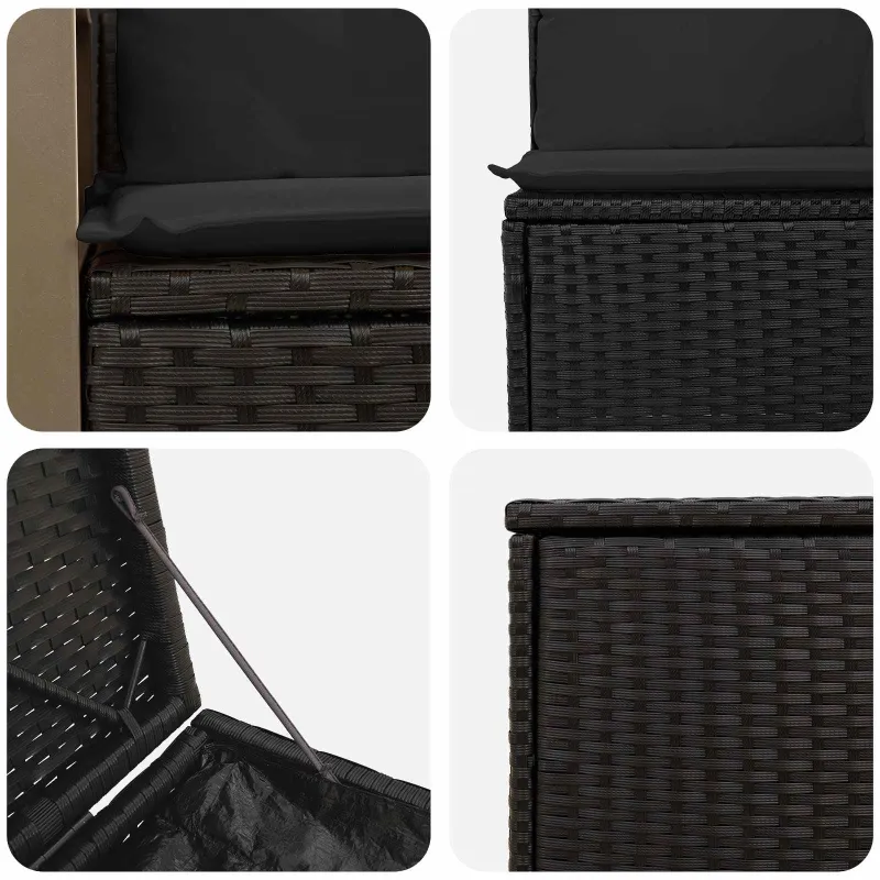 Sofos komplektas 7 pcs Juoda Poli ratanas ir plienas