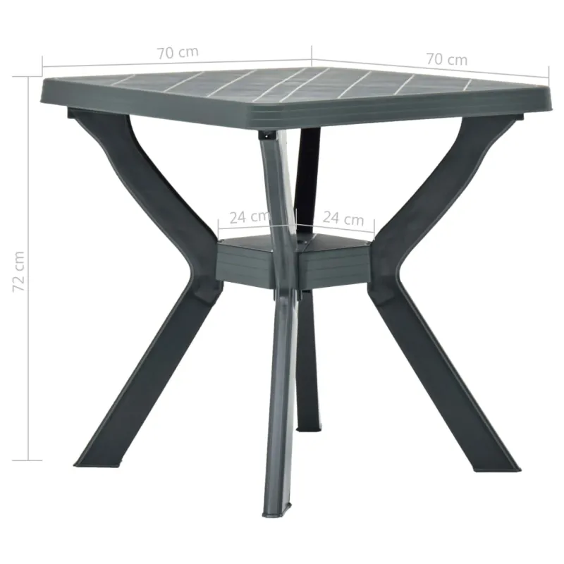 Bistro-pöytä, vihreä, 70x70x72cm, muovi