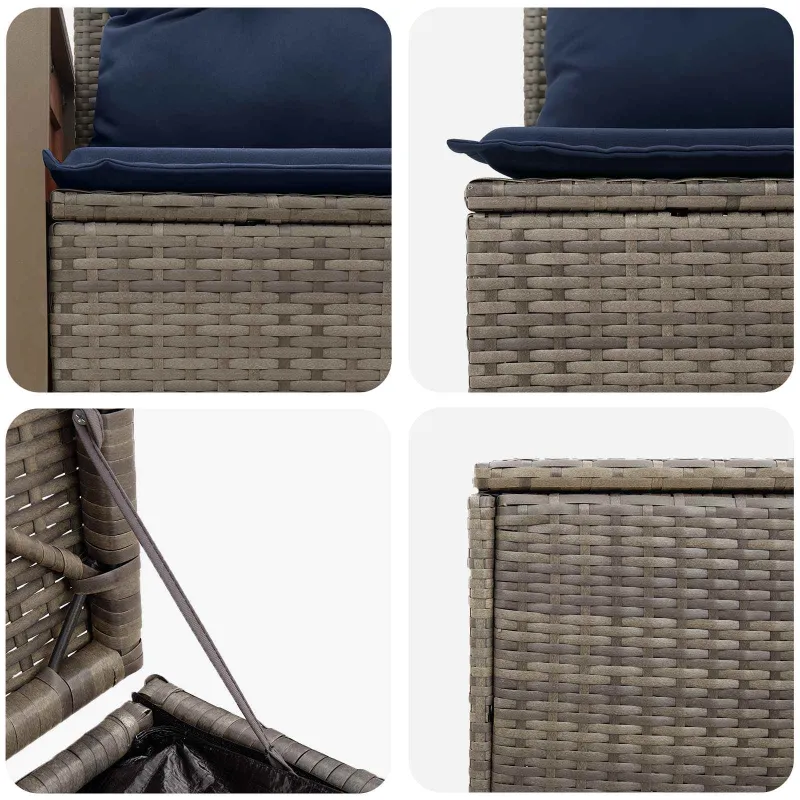 Sofos komplektas 7 pcs Pilka ir tamsiai mėlyna