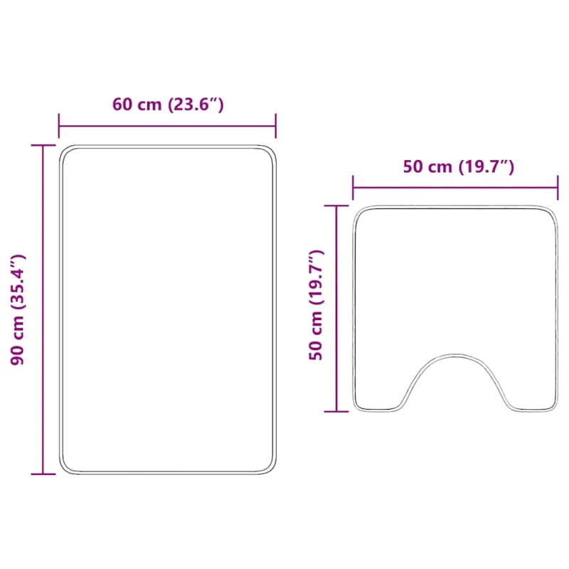 Antisklidus vonios kilimėlių rinkinys 2 pcs Ruda PP