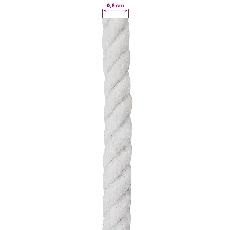 Virvė Balta 0,6 x 0,6 x 2500 cm Medvilnė