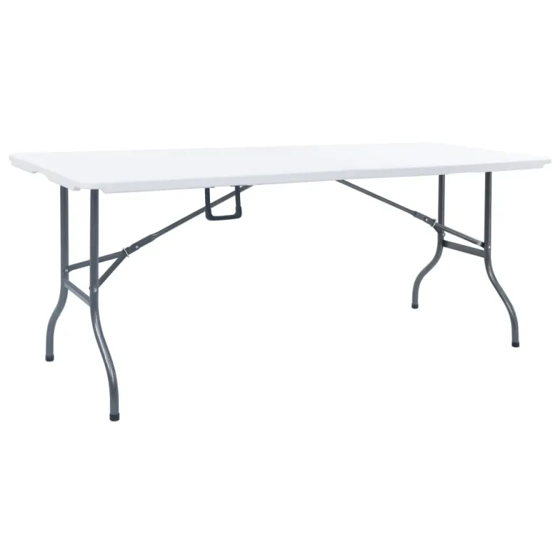 Sulankstettava puutarhapöytä, valkoinen, 180x72x72 cm, HDPE