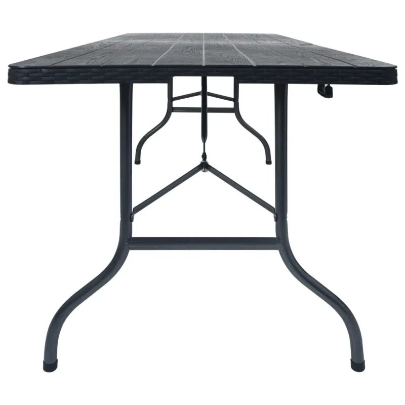 Sulankstettava puutarhapöytä, musta, 180x75x72 cm, HDPE