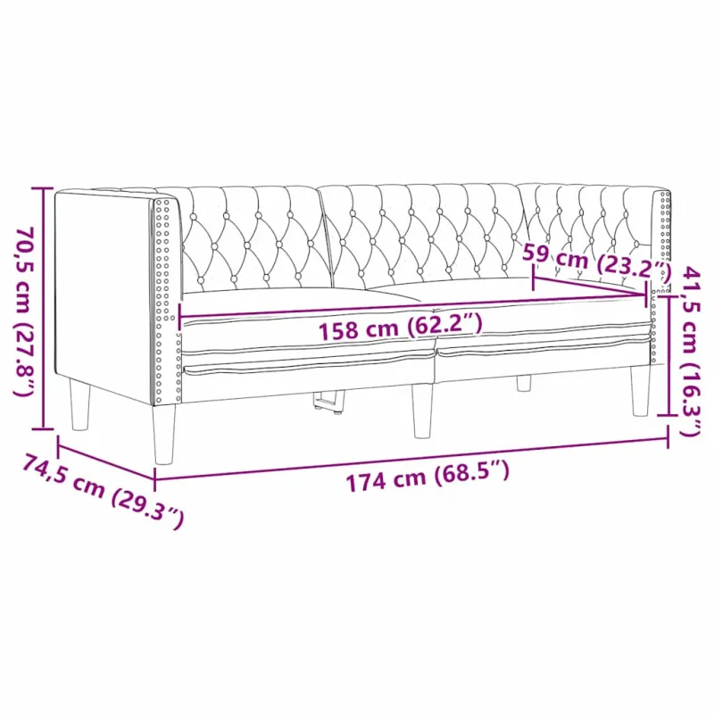 Sofa Juoda 174 x 74,5 x 70,5 cm PVC