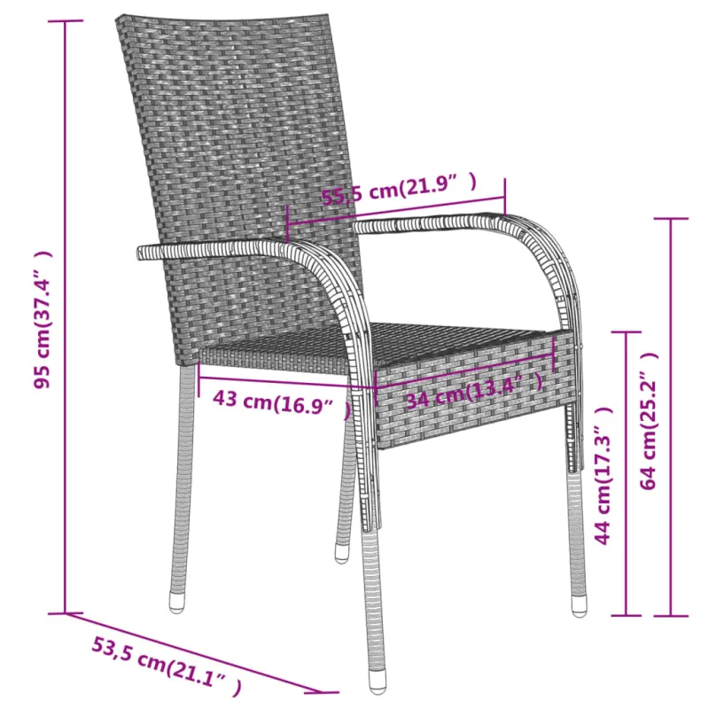 Sodo ruokailuryhmä, 3 osaa, musta