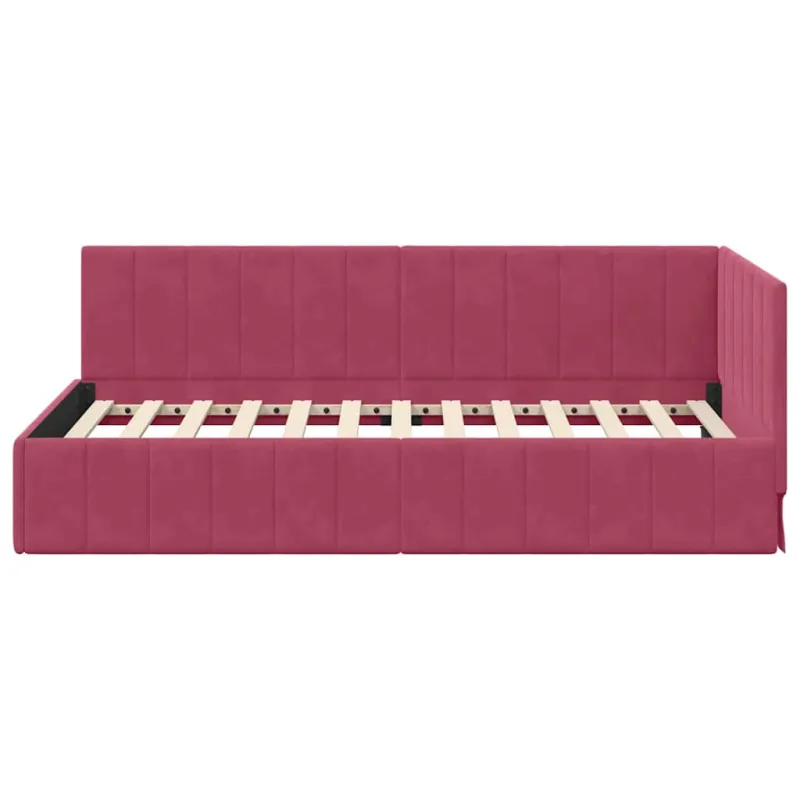 Kampinė lovos konstrukcija Vyno raudona 90 cm x 200 cm Aksomas