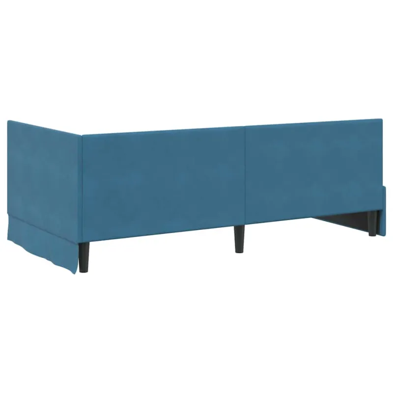 Kampinė lovos konstrukcija Mėlyna 100 cm x 200 cm Aksomas