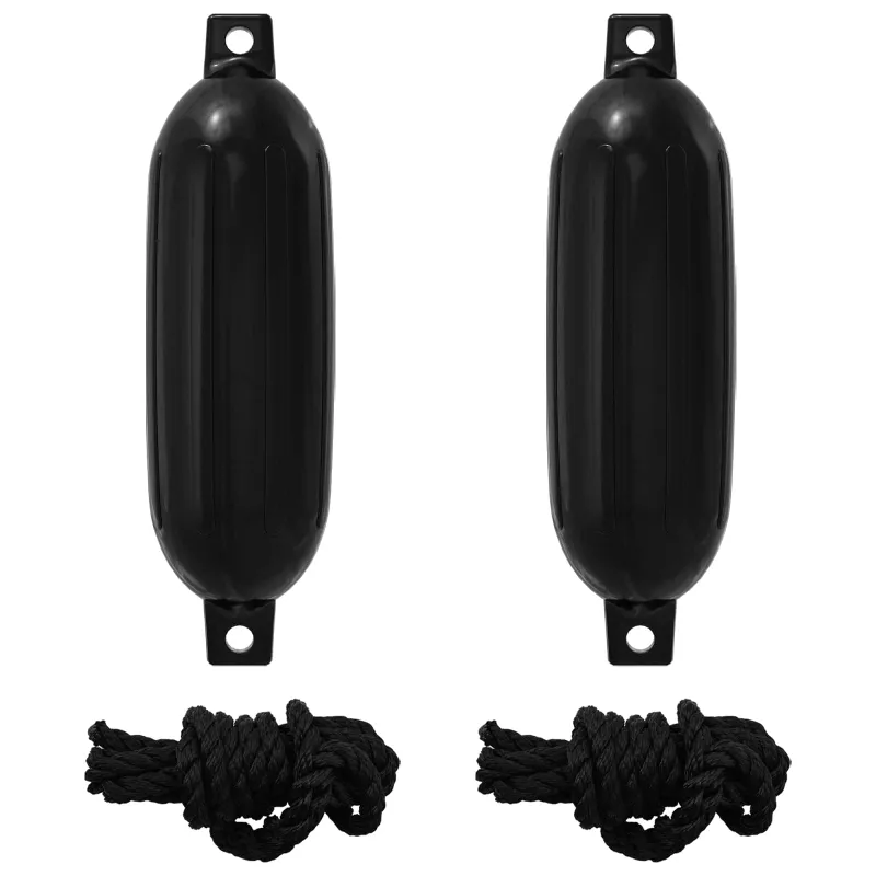 Valčių fenderiai 2 vnt. Ø 14 x 50 cm Juoda PVC
