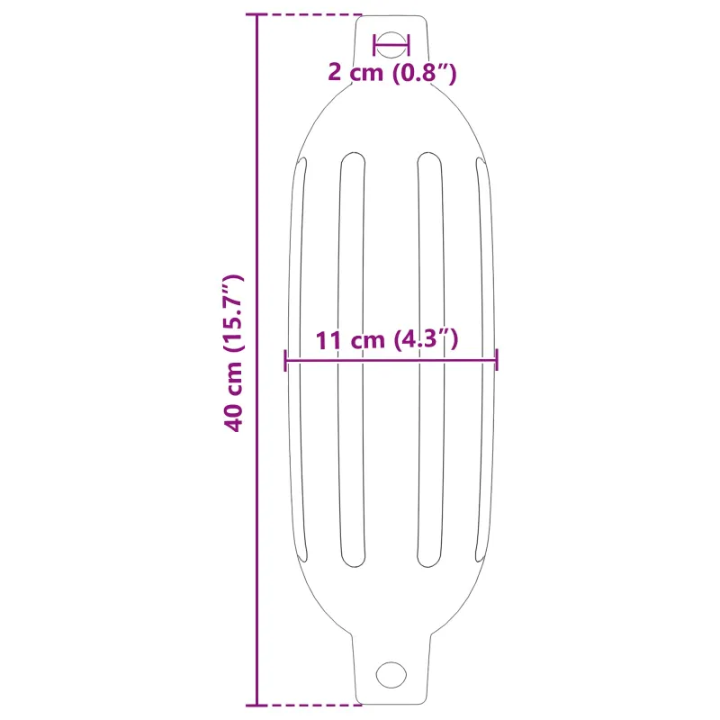 Valčių fenderiai 2 vnt. Ø 11 x 40 cm Balta PVC