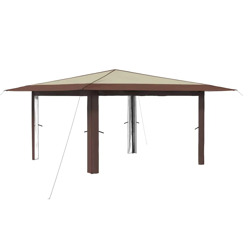 Gazebo be šoninės sienos 4 x 4 m Kremas ir rudas