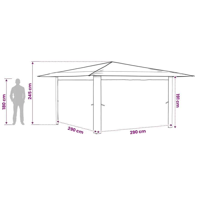 Gazebo be šoninės sienos 4 x 4 m Kremas ir rudas
