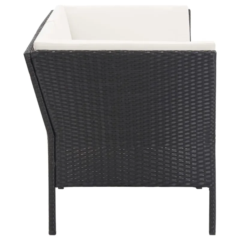 Sodo poilsio komplekti, 6 osaa, juoda, rattan materiaalilla, mukaan lukien tyynyt