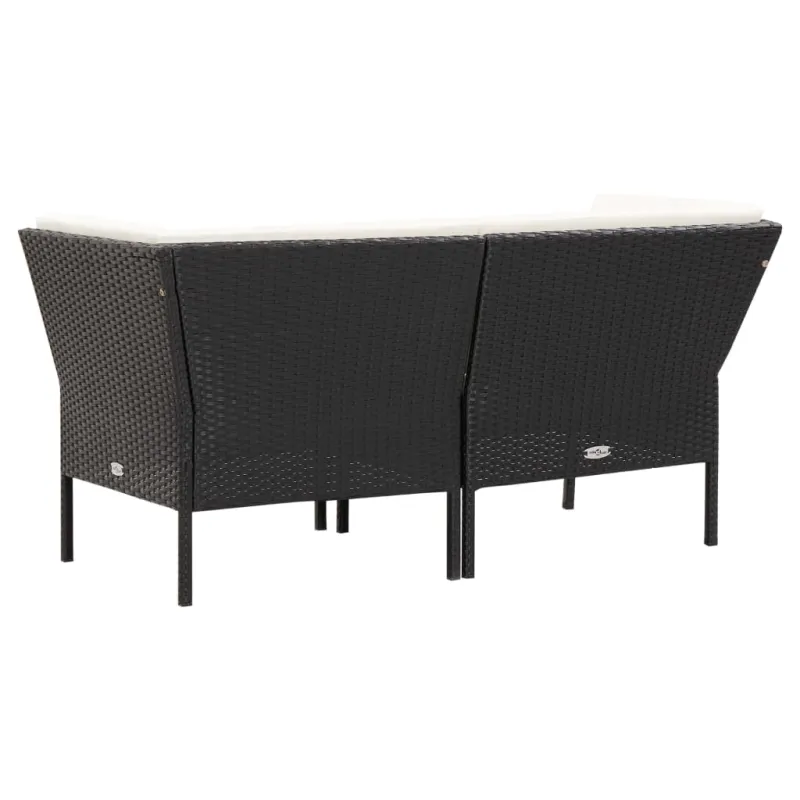 Sodo poilsio komplekti, 6 osaa, juoda, rattan materiaalilla, mukaan lukien tyynyt