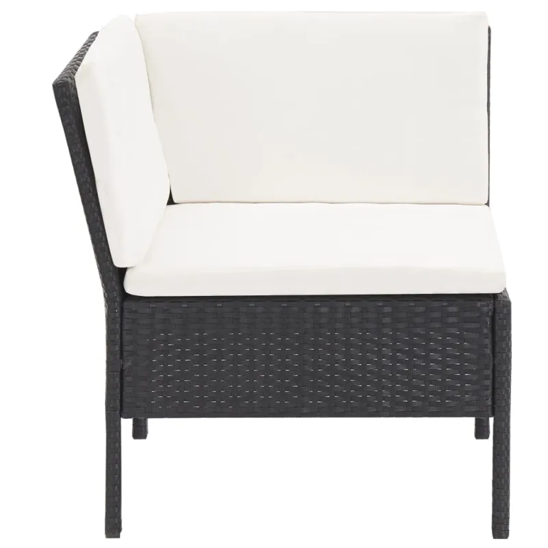 Sodo poilsio komplekti, 6 osaa, juoda, rattan materiaalilla, mukaan lukien tyynyt