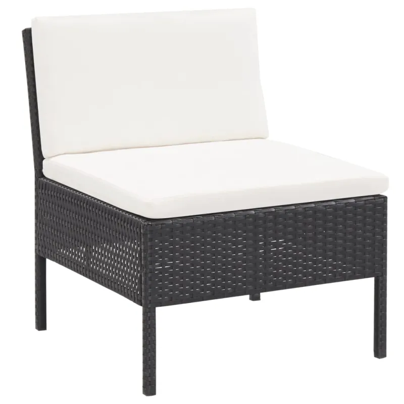 Sodo poilsio komplekti, 6 osaa, juoda, rattan materiaalilla, mukaan lukien tyynyt