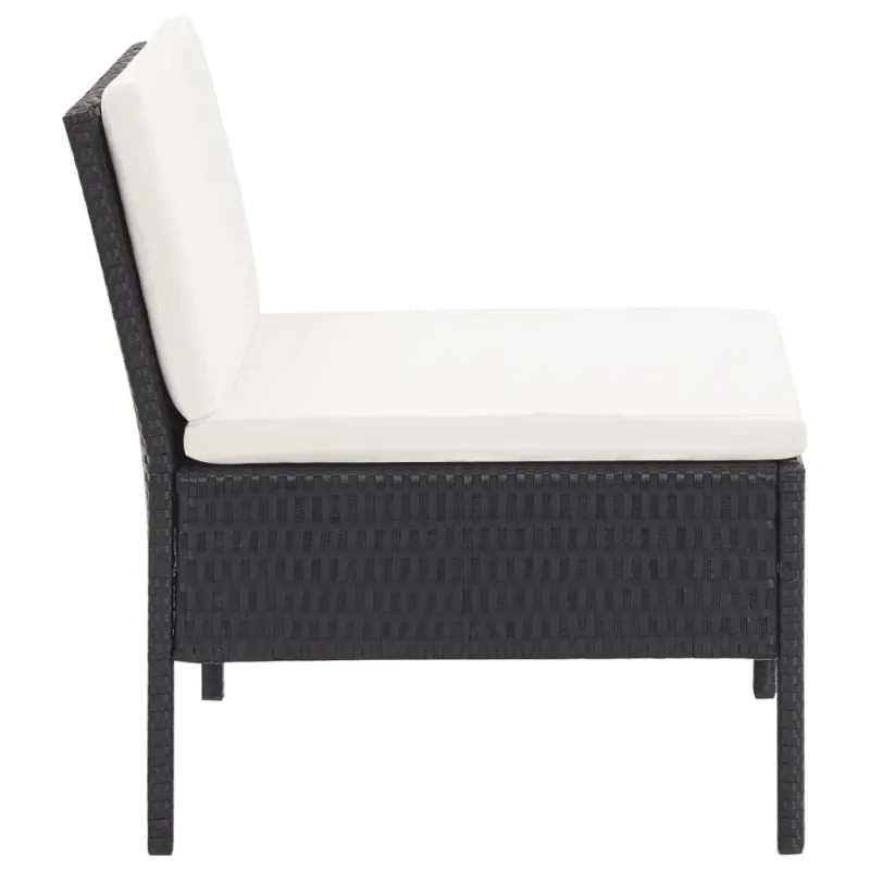 Sodo poilsio komplekti, 6 osaa, juoda, rattan materiaalilla, mukaan lukien tyynyt