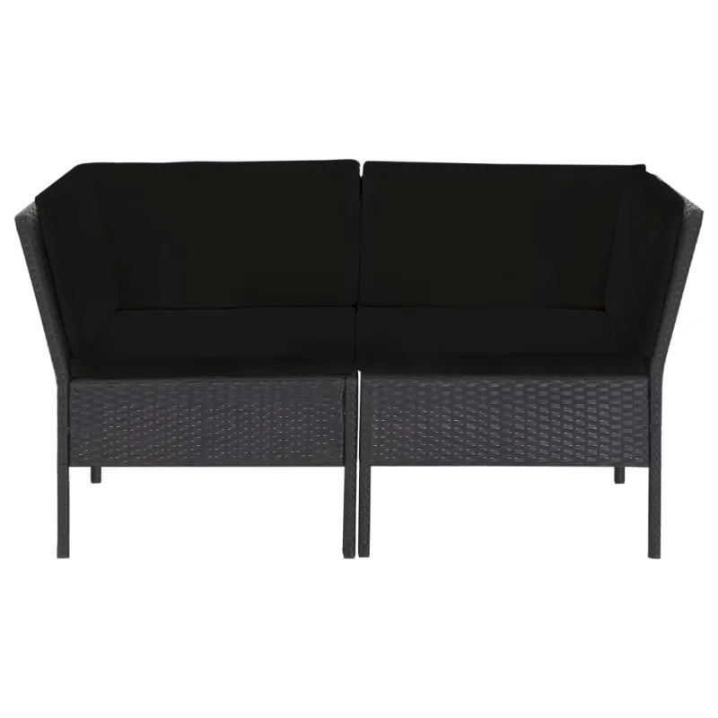 Sodo poilsio komplekti, 6 osaa, musta, rattan-tyylinen, tyynyt mukana