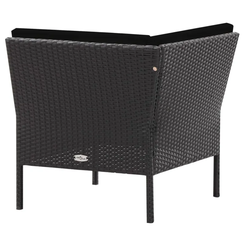 Sodo poilsio komplekti, 6 osaa, musta, rattan-tyylinen, tyynyt mukana