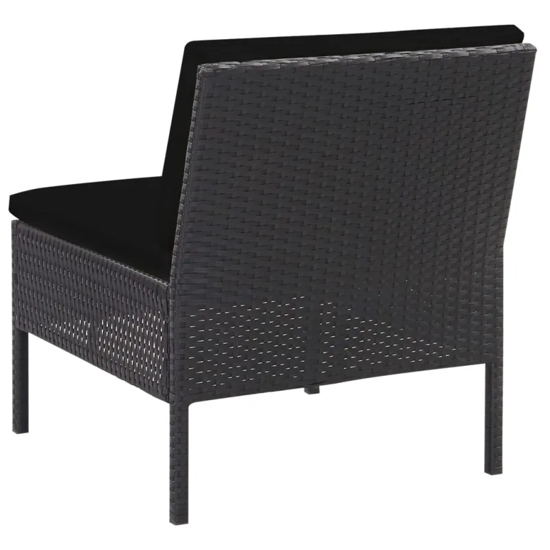 Sodo poilsio komplekti, 6 osaa, musta, rattan-tyylinen, tyynyt mukana