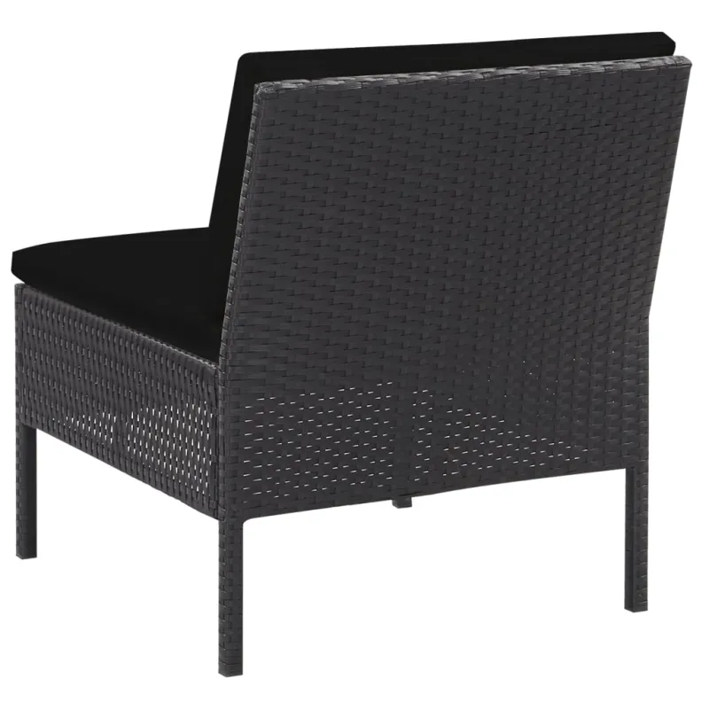 Sodo sofos kompletti, 5 osaa, juoda, rattan materiaalilla, mukaan lukien pehmusteet