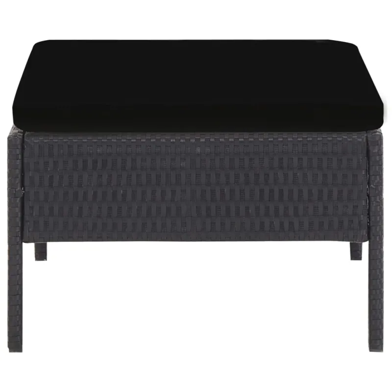 Sodo sofos kompletti, 5 osaa, juoda, rattan materiaalilla, mukaan lukien pehmusteet