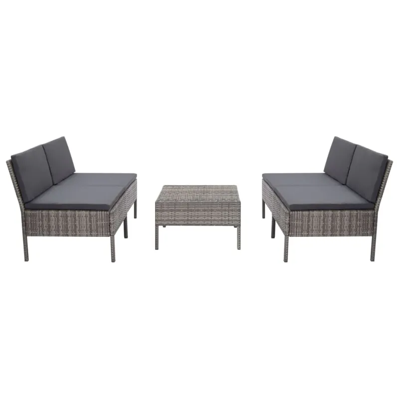 Sodo sohvakompletti pehmusteilla, 5-osia, harmaa, rattan
