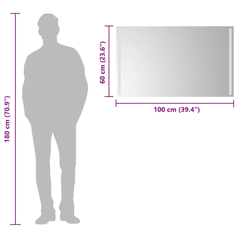 LED vonios veidrodis Skaidrus 100 x 60 cm grūdintas stiklas