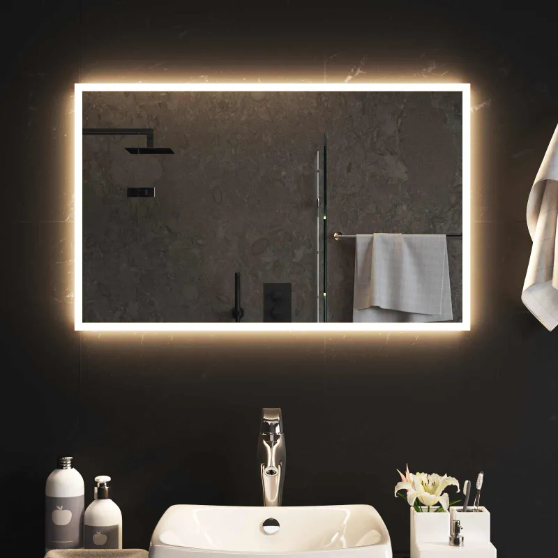 LED vonios veidrodis Skaidrus 80 x 50 cm grūdintas stiklas