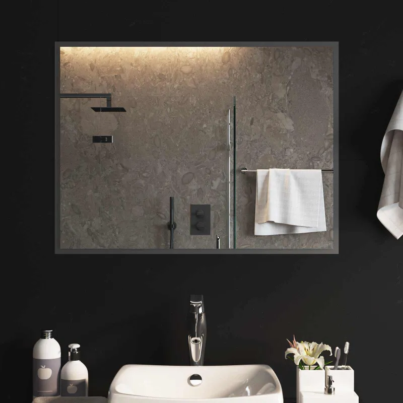 LED vonios veidrodis Skaidrus 80 x 60 cm grūdintas stiklas