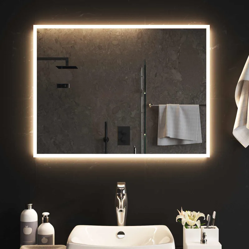 LED vonios veidrodis Skaidrus 80 x 60 cm grūdintas stiklas