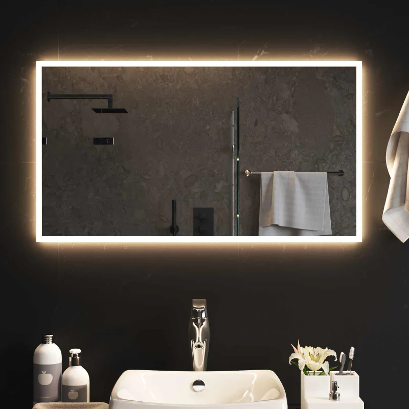 LED vonios veidrodis Skaidrus 90 x 50 cm grūdintas stiklas